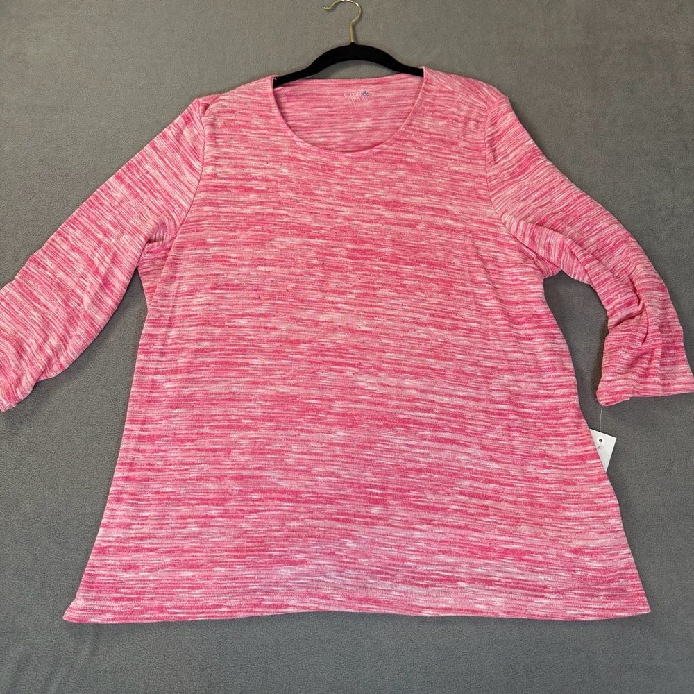 Croft & Barrow Women’s Pink Space Dyed Long Sleeve T-Shirt w/ Tiny Sparkles- XXL
